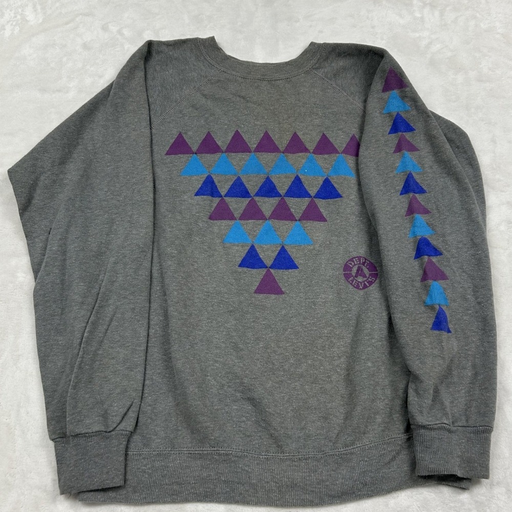 80s Levi's Sweatshirt mens L Grey Geometric Triangle Graphic Raglan Vintage